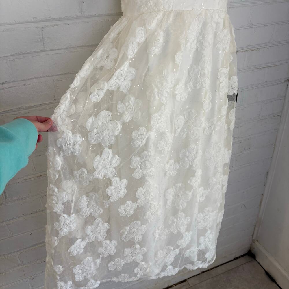Lulu's Delightful Charisma White Embroidered Sequin Mesh Midi Dress Small Bridal - Picture 4 of 10